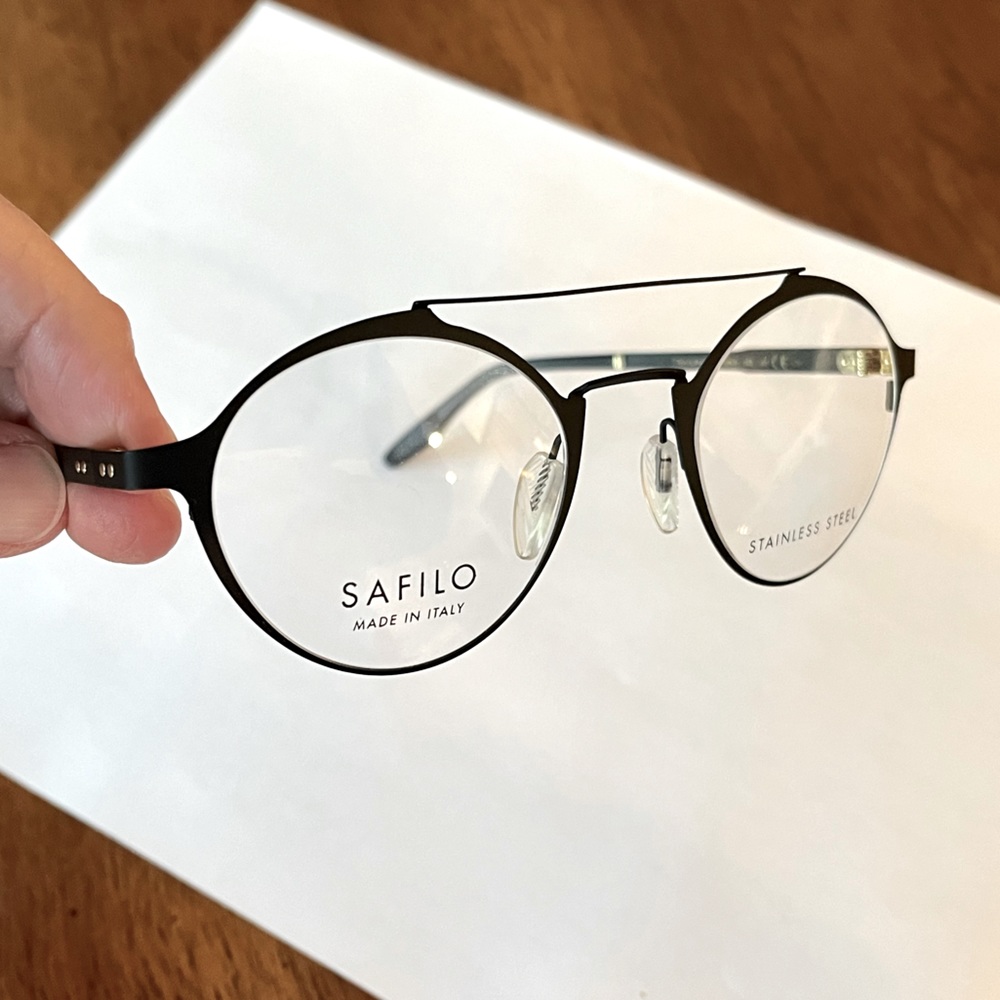 Brand New SAFILO Stainless Steel Matt Black Eyeglass Frame - Made in Italy.